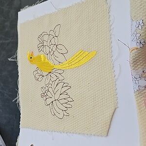 Handmade machine embroidery bird patch